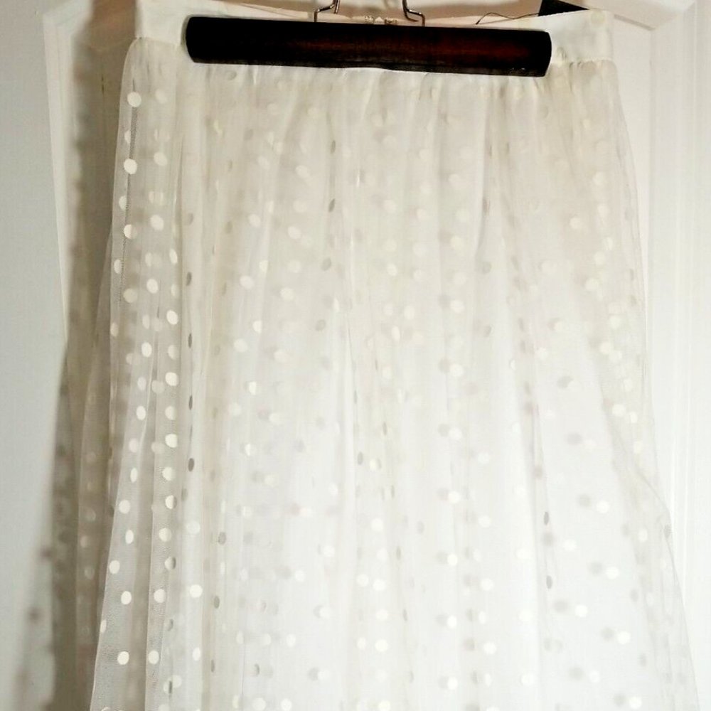 Soprano Tulle Polka Dot Formal Prom Party Tutu Skirt Size L White/Cream